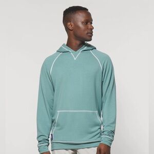 Johnnie-O Bender Melange Hoodie Pullover in Pistachio Large Men’s